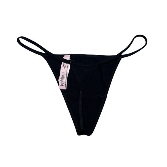 Victoria's Secret Stretch Cotton V-String Panty Black Size Large - Picture 2 of 2